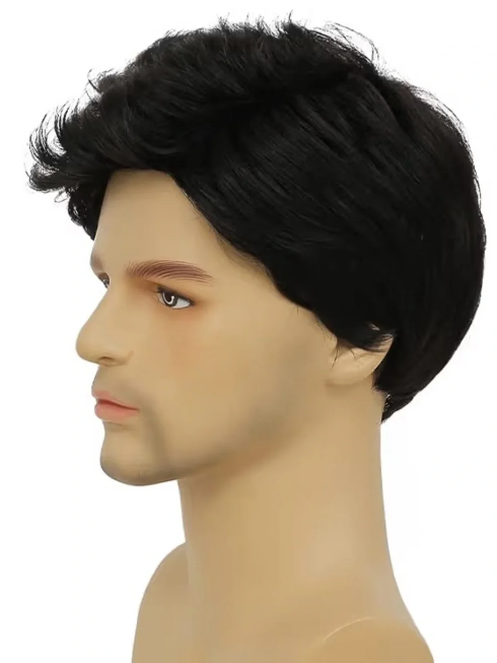 NWT Men's Black Curly Synthetic Wig